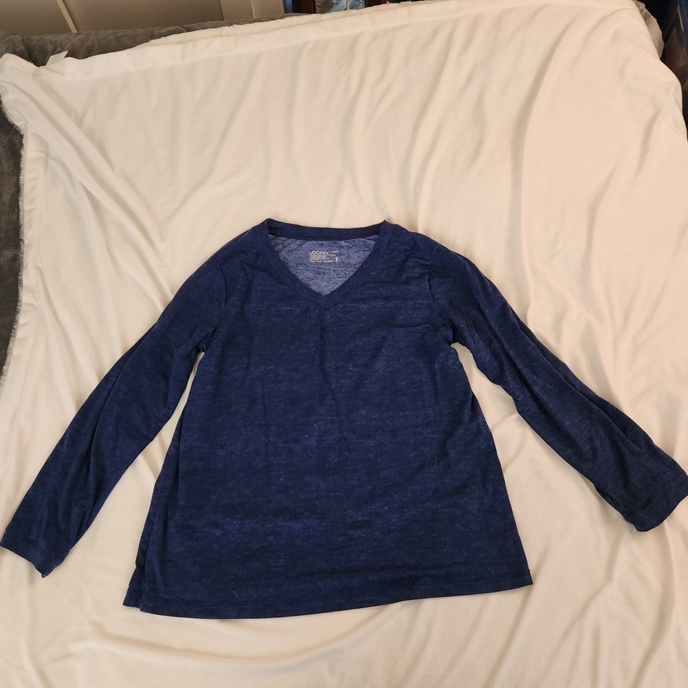 Jockey Super Soft Blue V-Neck Long Sleeve sleep shirt XL